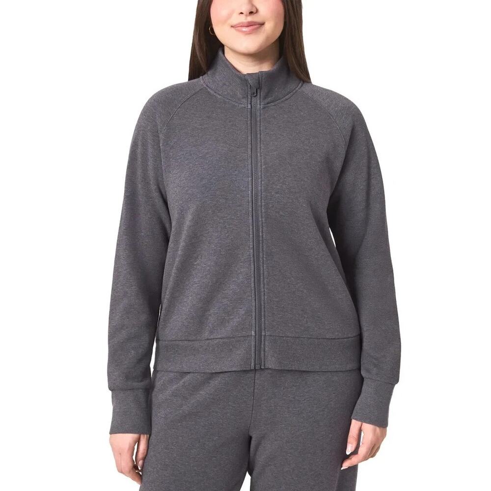 Mondetta Women's Heathered Gray Fleece Full-Zip Jacket Size 3X New With Tags